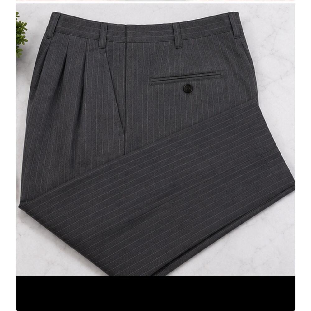 Versini Men's Slacks Dress Pants Black Size 41/34 100% Wool